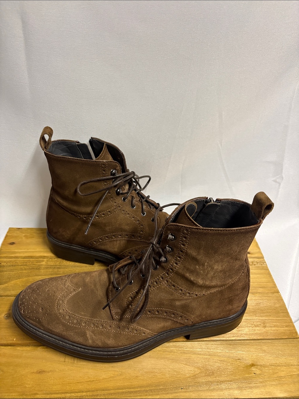 To Boot New York Adam Derrick Suede Wingtip Chelsea Boot Brown Size 7.5